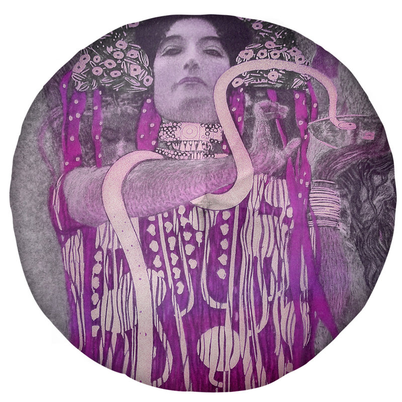 Coussin de plancher rond hygeia Gustav Klimt, 31,5 po x 63 po, Rose
