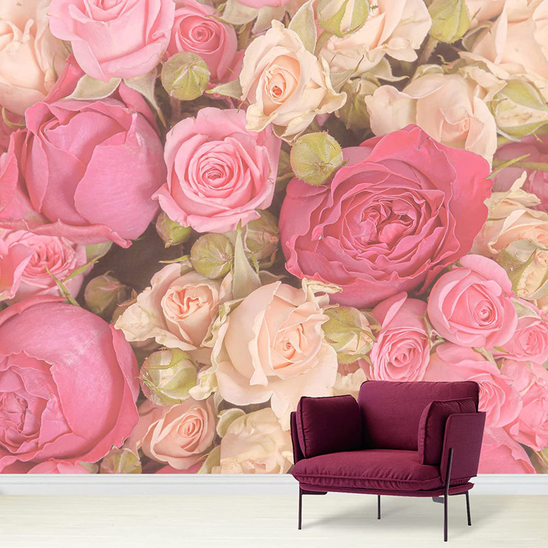Rose, blanc, rose rétro, fleur, L 100 po x l 144 po