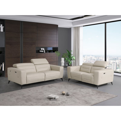 Vonnette Top Grain Italian Leather Power Reclining Sofa and Loveseat by Orren Ellis