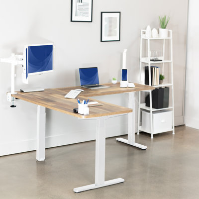 Adjustable Height L-Shaped Steel Standing Desk