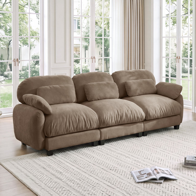Canapé modulaire 3 places Cloud Feel, chenille marron, Brun
