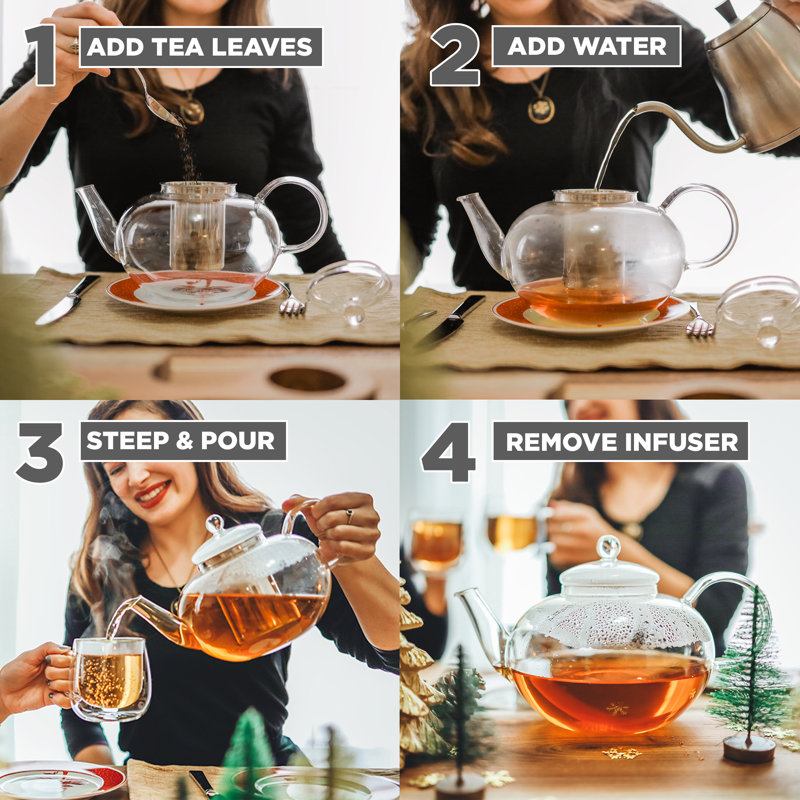 Théière en verre 2L avec infuseur en acier inoxydable Cambridge
