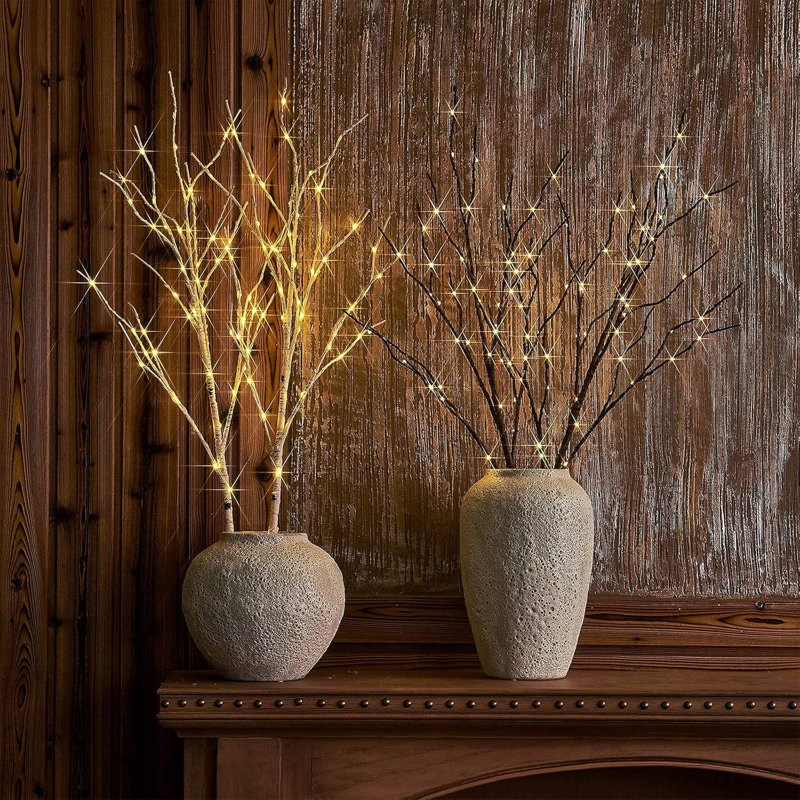 Lighted Birch Branches 100 LED With Timer Battery Operated, Artificial Tree Branch With Warm,Willow Branch Lights For Home Bedroom Fireplace Christmas Holiday Decoration