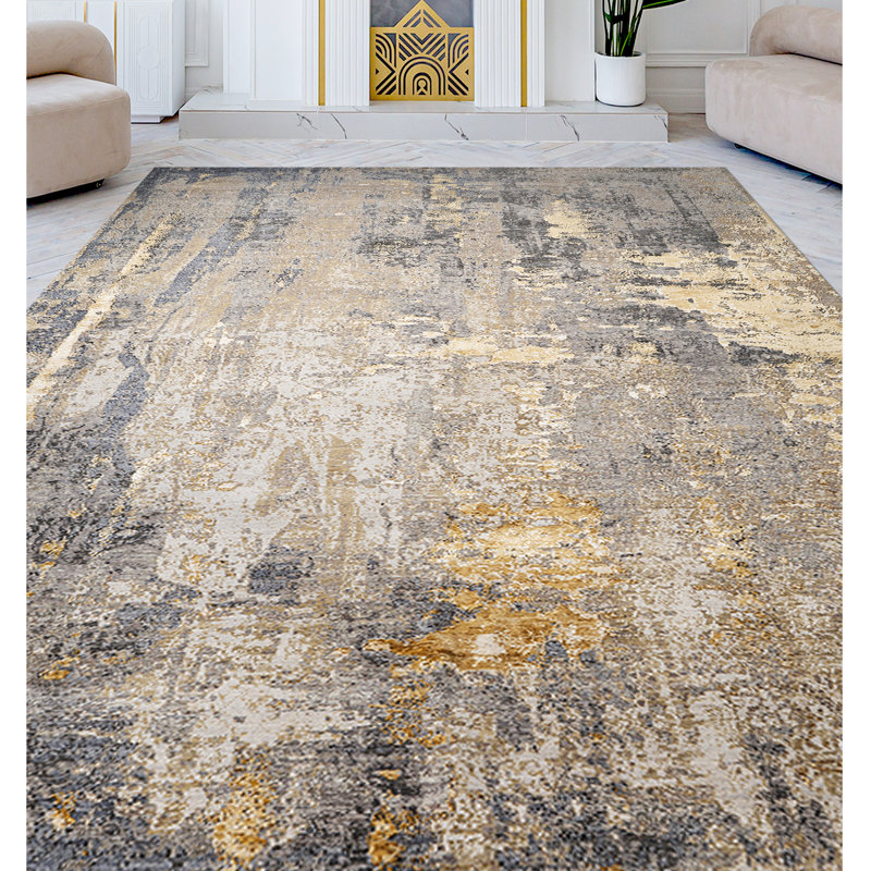 Hand Knotted Abstract Area Rug, Rectangle 8' x 10'