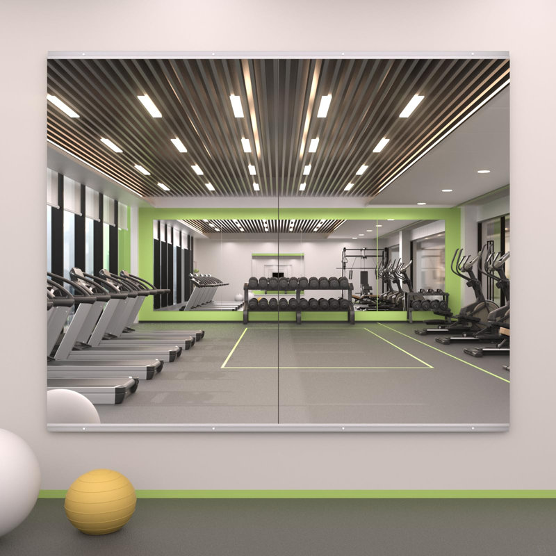 Ensemble de 2 miroirs de salle de sport modernes à fixation murale, encadrés, Horizontale, 48 po x 24 po