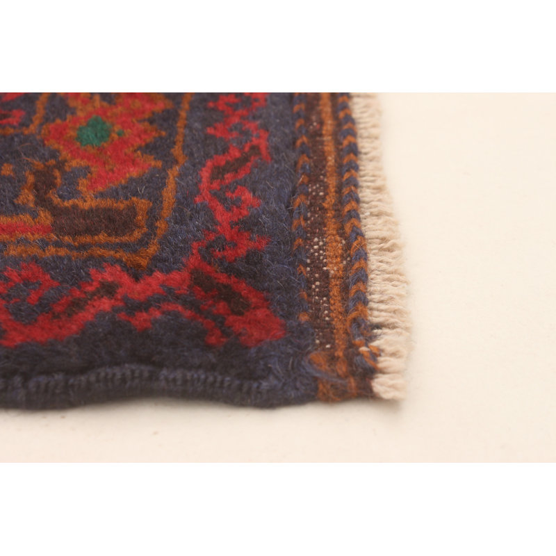 Tapis rouge noué à la main 3 pi 7 po x 6 pi 5 po Teimani
