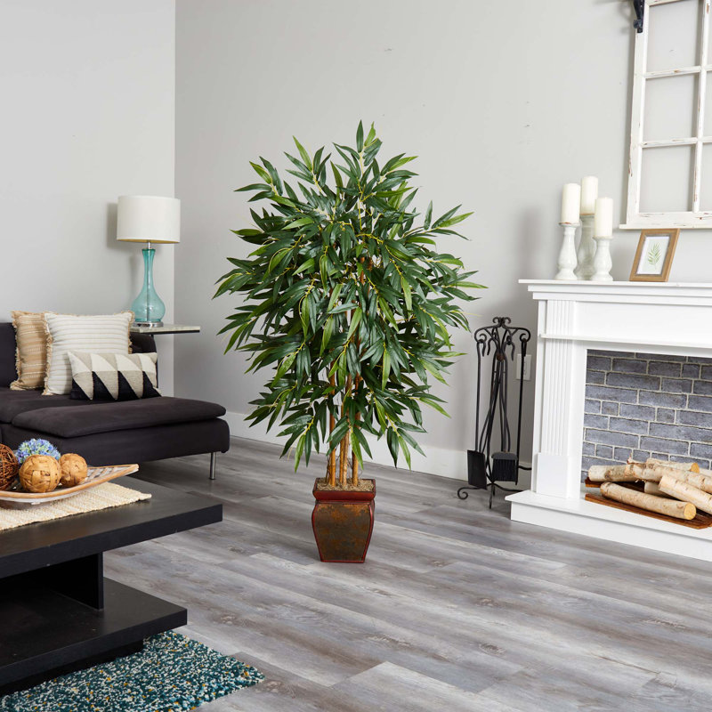 Thisbe 66'' Faux Bamboo Tree in Wood Planter
