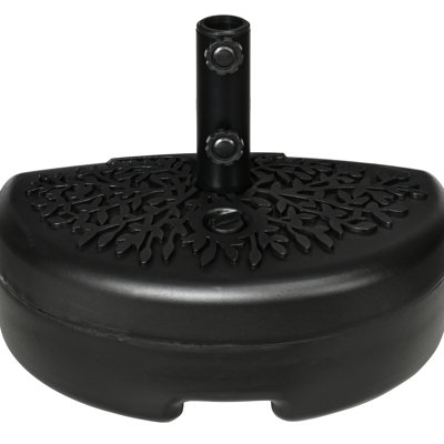 Half Umbrella Stand For Patio - 40Lb Water/46Lb Sand, 1.5" And 2" Pole Fit, Black Exquisite Sand Round Black, Compatible, Garden