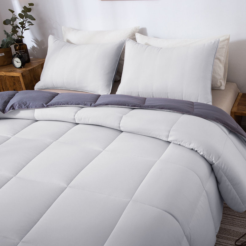 All Season Down Alternative Quilted Comforter Set-Reversible Bedding Set-Machine Washable, Queen Comforter + 2 Standard Shams