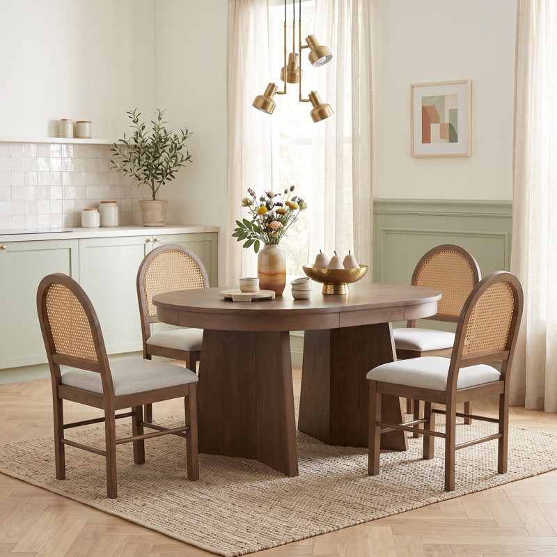 Ensemble de table de salle à manger extensible 5 pièces pour 5 personnes avec chaises rembourrées