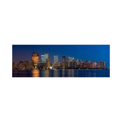 New York Panoramic Skyline Cityscape (Night) by Unknown Artist - Wrapped Canvas Panoramic Print