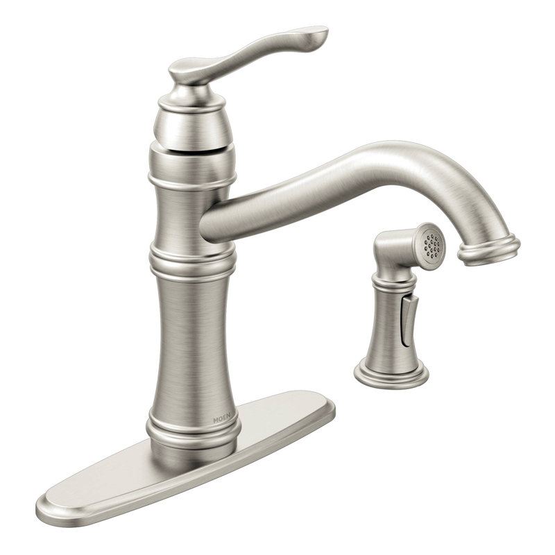 Robinet de cuisine à poignée simple Belfural Duralock avec Duralock ™ et conduites d'alimentation, Avec jet