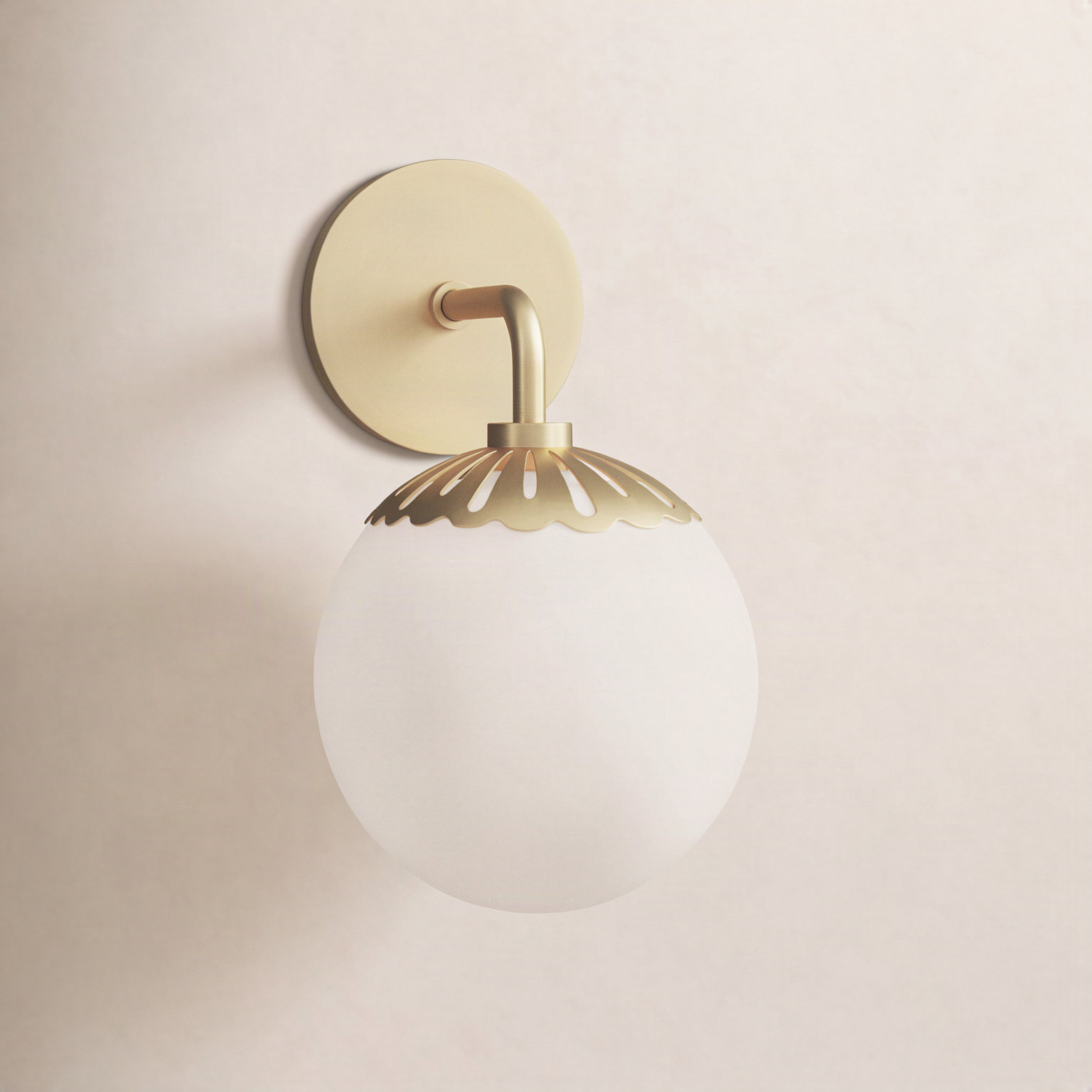 Deniaud Single Bath Sconce, Opal Matte, Aged Brass