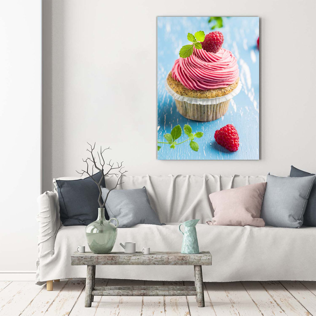 Himbeer-Cupcake - Kunstdrucke auf Leinwand - Wrapped Canvas