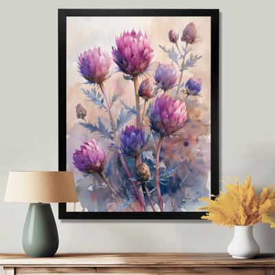 Matinée d'été, chardon mauve, fleurs - chardon, art mural