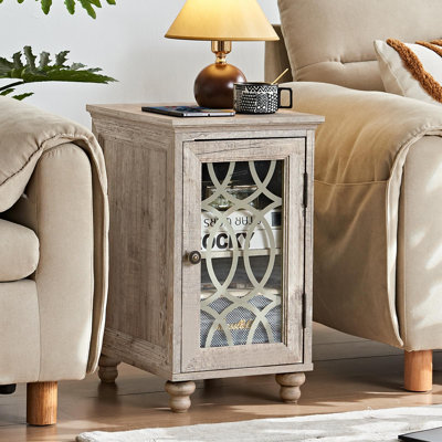 Table d'appoint étroite avec rangement en verre