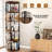 5-Tier Rotating Bookshelf, 360° Round Spinning Book Shelf Tower, Tall Skinny Wood & Metal Bookshelf-1806343640