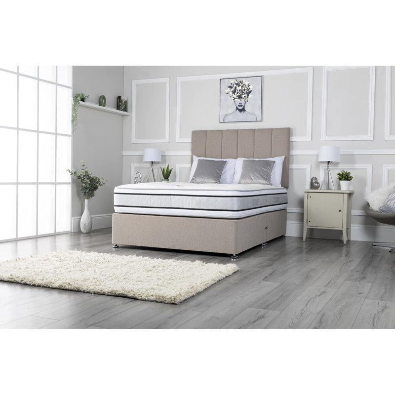Aspelare Pocket Spring Divan Bed Set, Super King (6'), Silver Linen, No Storage