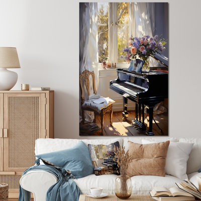 Piano, sérénade, fleurs mauves, bouquet III - fleurs, art mural