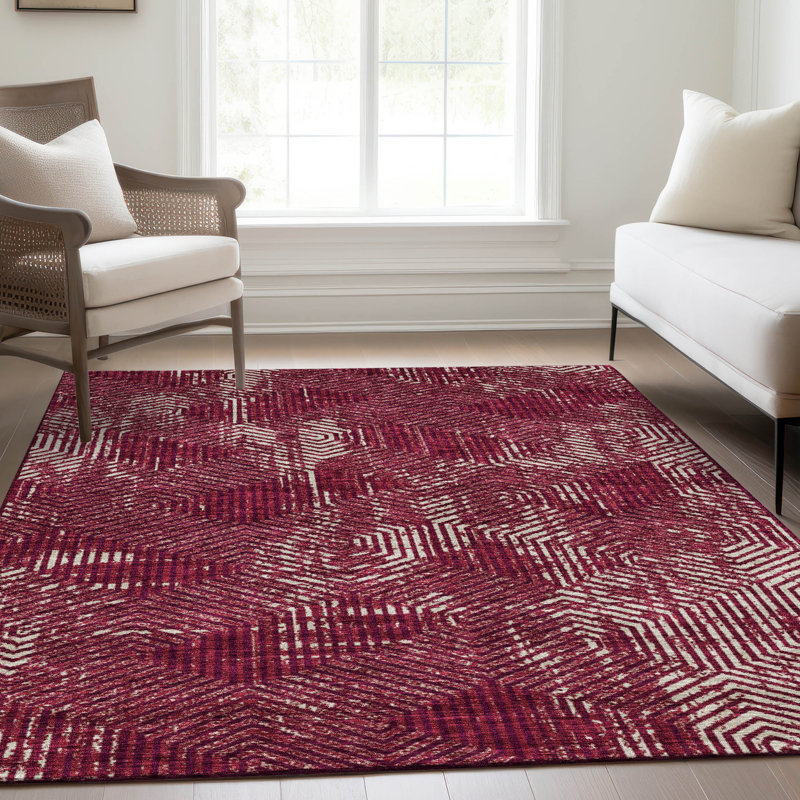 Tapis bourgogne de qualité supérieure lavable à la machine Prisco, Rectangle 10 pi x 14 pi