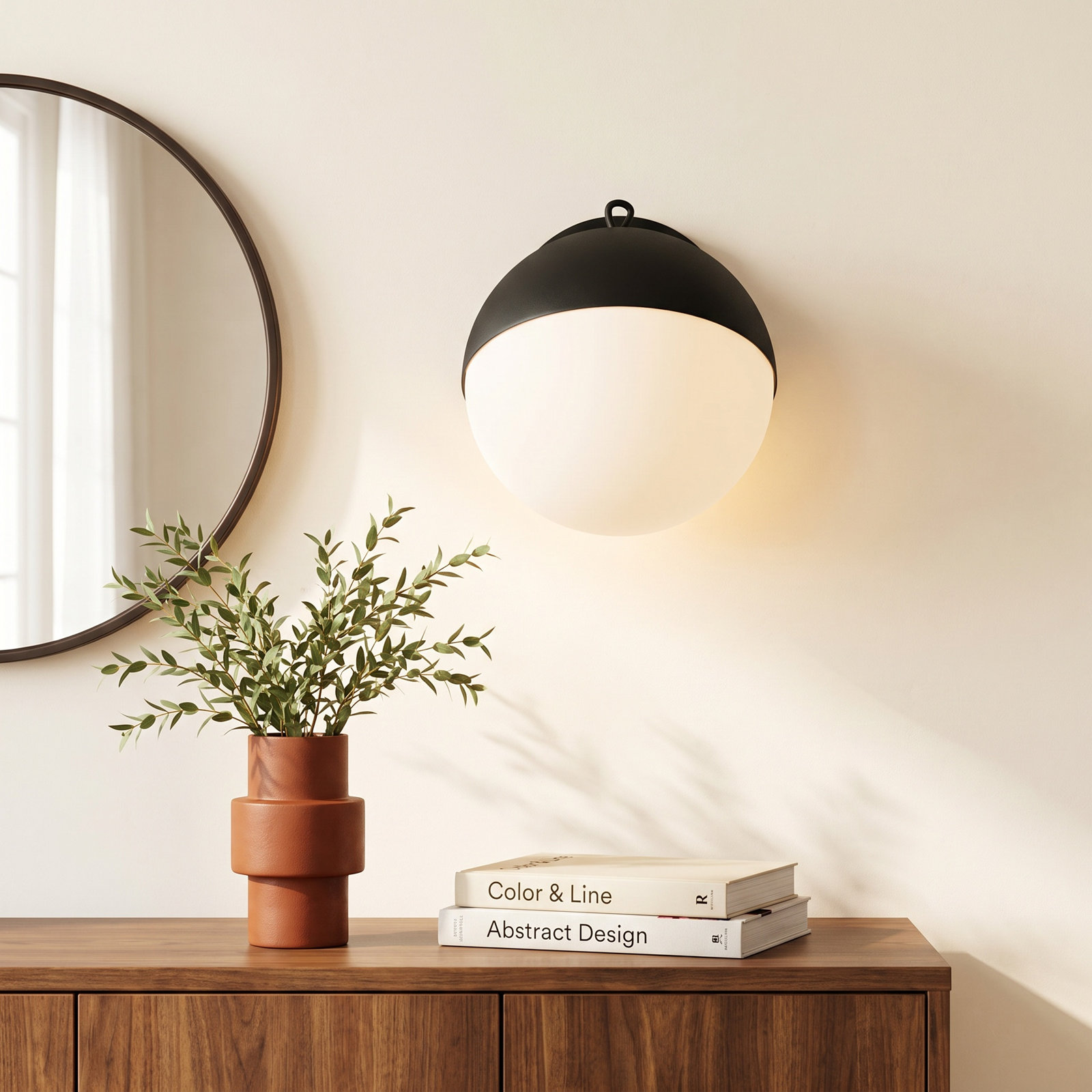 Hastings Single Light Glass Dimmable Armed Sconce, Black