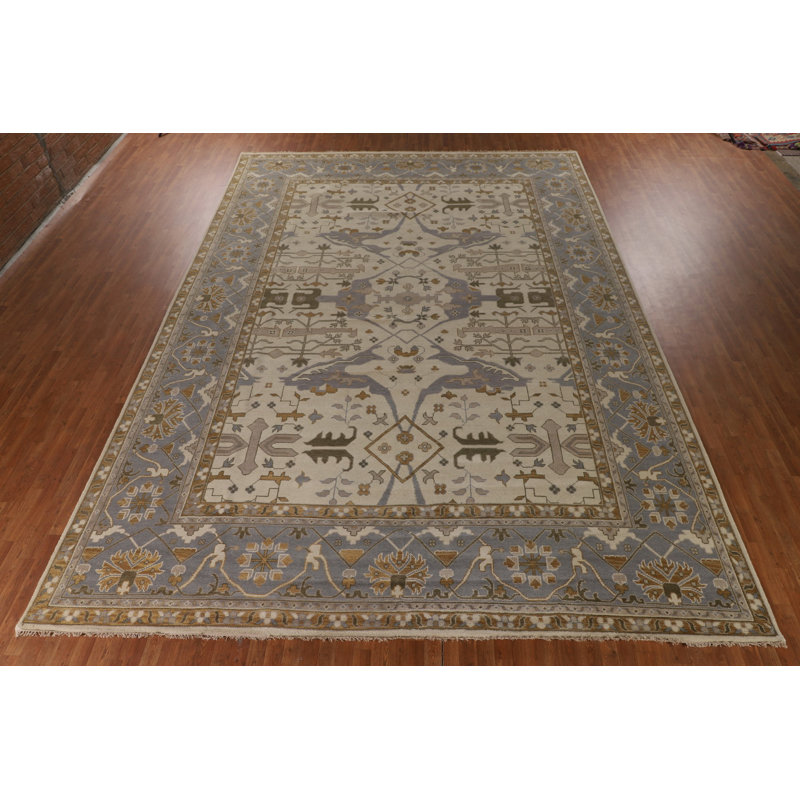 Handmade Large Wool Oushak Oriental Rug 12x17