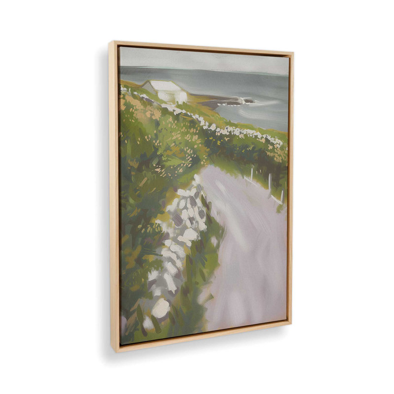«Serene Pathway by the Sea I», reproduction sur toile, Encadrement brun clair, H 20,75 po x l 30,75 po x P 1,75 po