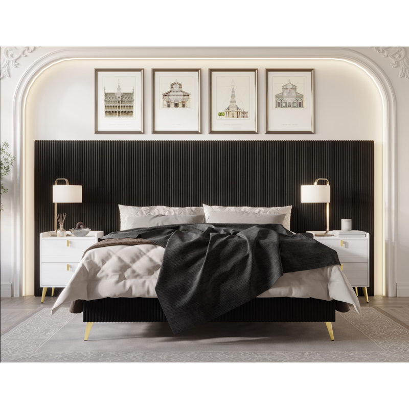 Uttoxeter Upholstered Bed, Black, Queen