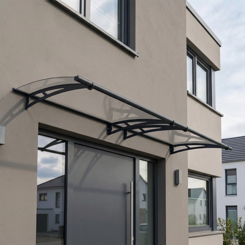 Palram - Canopia Aquila 10 ft. W x 3 ft. D Acrylic Galvanized Steel Convex Door Awning Gray/Clear, Clear