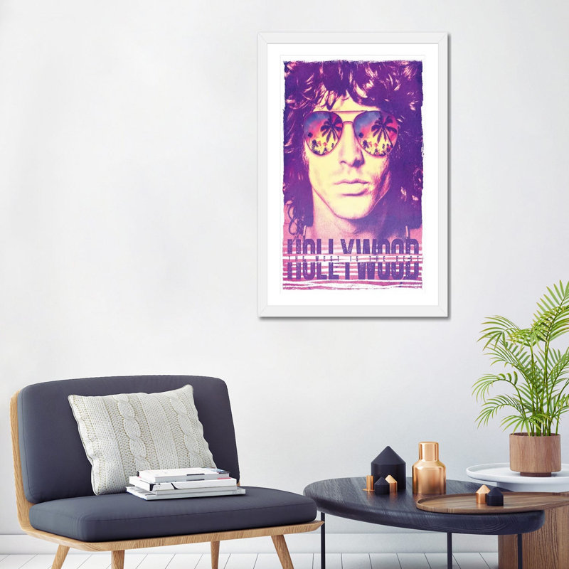 Jim Morrison, Hollywood Life - Publicité imprimée, Blanc, H 32 po x l 24 po x P 1 po, Papier encadré blanc