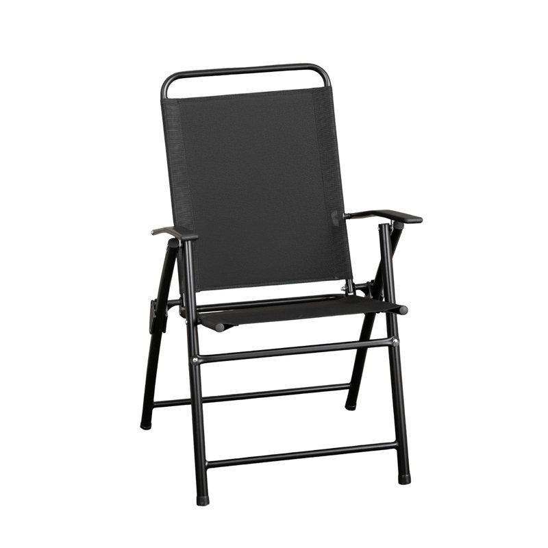 Bulkley Multi-Position Folding Garden Patio Single Chair In Black, Black