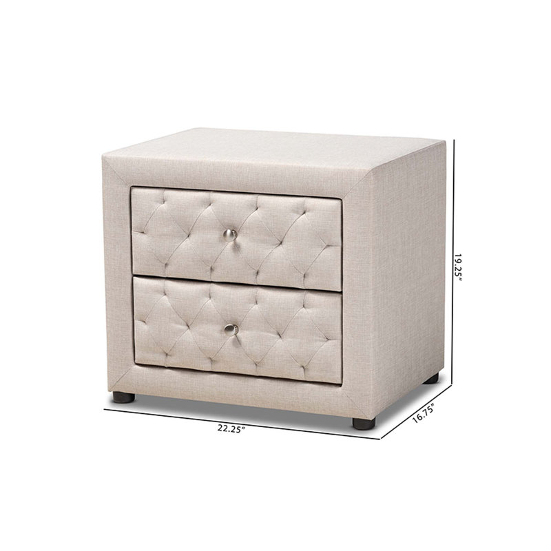 Table de chevet 2 tiroirs Caden Jonesy, Beige