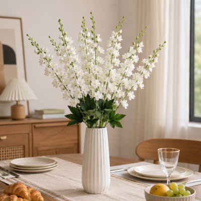 8 Piece Artificial Delphinium Flowers with 35 Inch Silk Stems