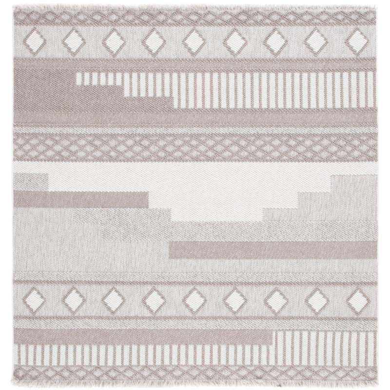 Lotus Geometric Indoor/Outdoor Rug, Square 6'7"