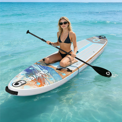 Inflatable Stand Up Paddle Board 11' Wide Stable Design 450LBS Capacity, Non-Slip EVA Deck PVC Material Portable Lightweight Backpack with Pump Paddle Leash, for Lakes Rivers Beach Yoga Fishing