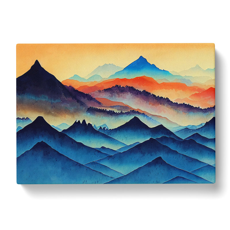 Mountain Landscape Watercolour Vol.2 Abstract - Wrapped Canvas Painting