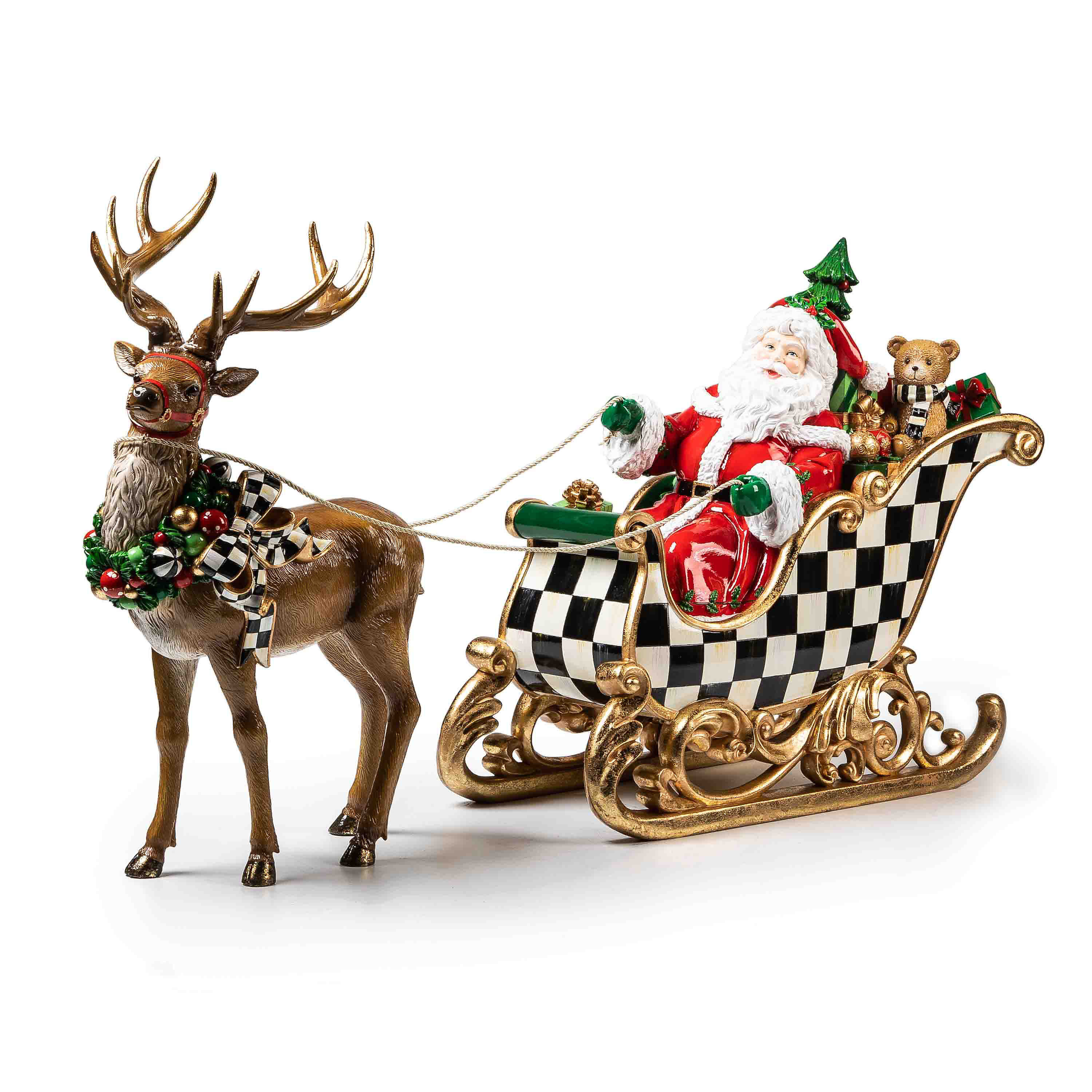 MacKenzie Childs Courtly Check® Night Before Christmas Santa & Sleigh ...