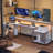 Minaya 71.5" LED Gaming Desk with Power Outlet, L-Shaped Computer Desk with Monitor Stand-469351372-426595249