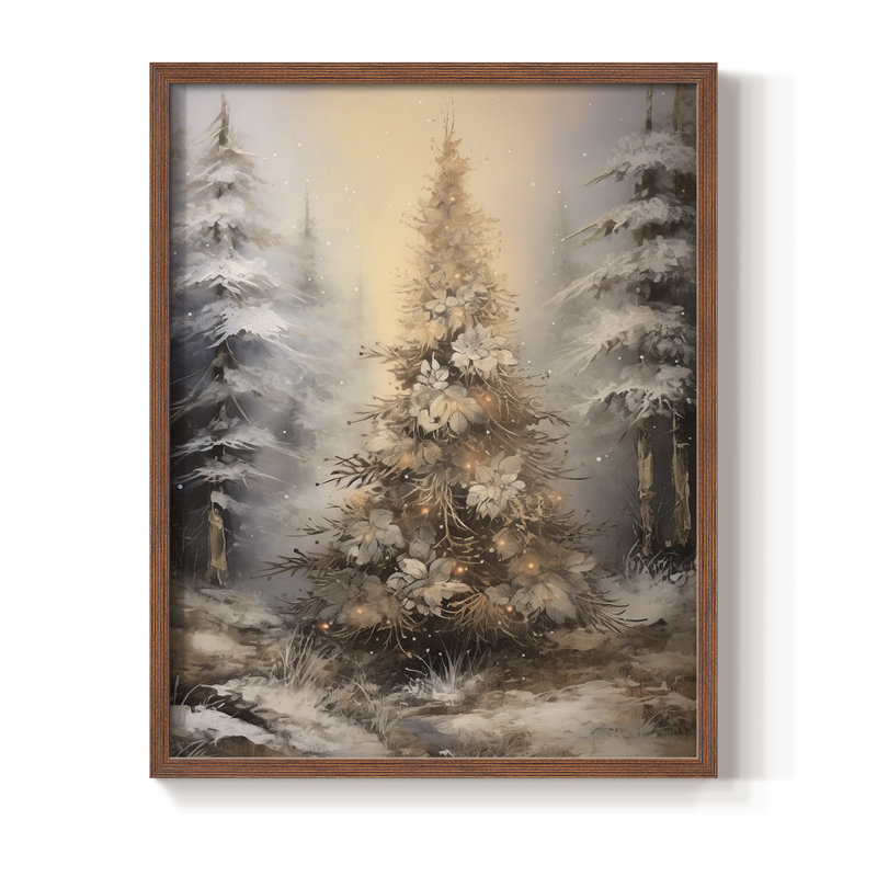 «Christmas Holiday», art encadré Dxxxvi - bois massif, H 21 po x l 17 po, Noyer
