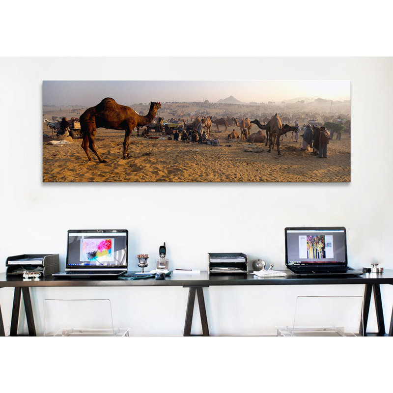« pushkars », reproduction de photo sur toile en mode mixte, pushkar, rajasthan, inde», H 24 po x l 72 po x P 1,5 po