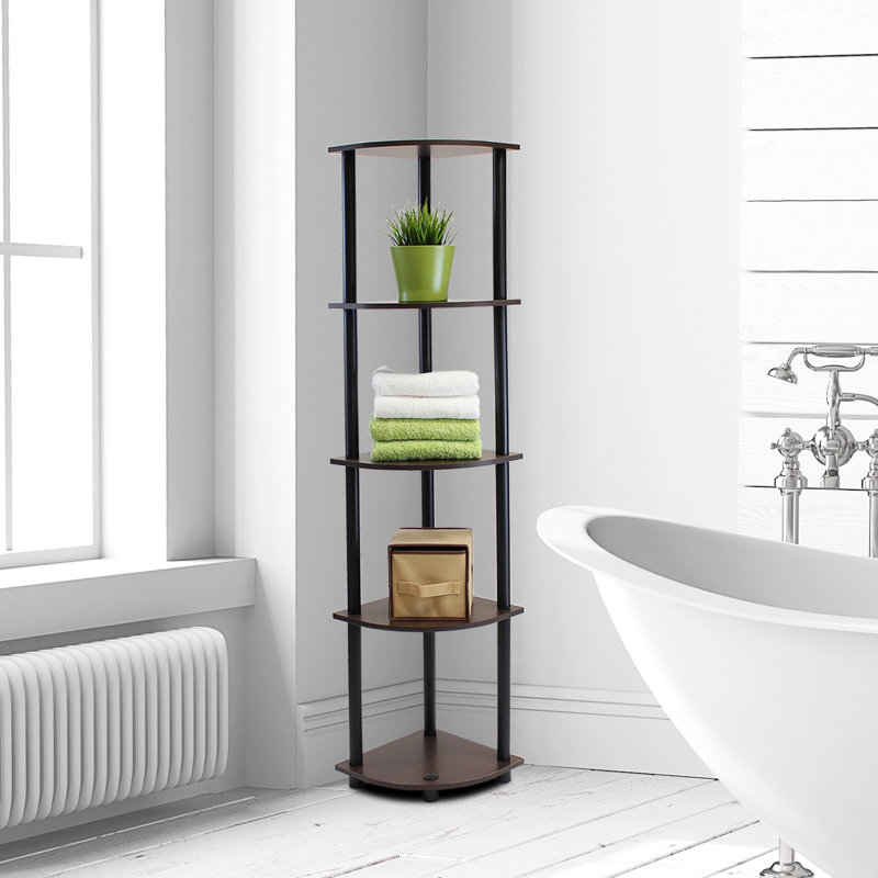 Corner Bookcase, Dark Brown Grain/Black