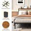Structure de lit simple avec tête de lit et tablette de rangement, lit en métal, lits rembourrés en bois avec station de charge, cadres robustes pour les meubles de chambre à coucher, aucun sommier nécessaire, noir-1992607293