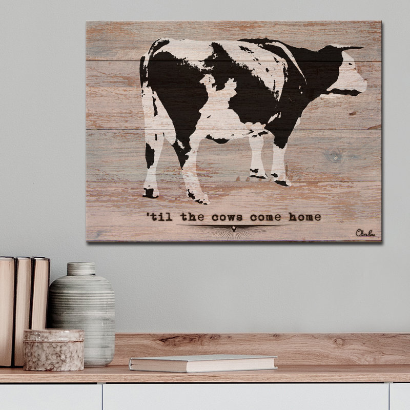 «Cows Come Home» par Olivia Rose - reproduction d'art graphique sur toile, H 30 po x l 40 po x P 1,5 po