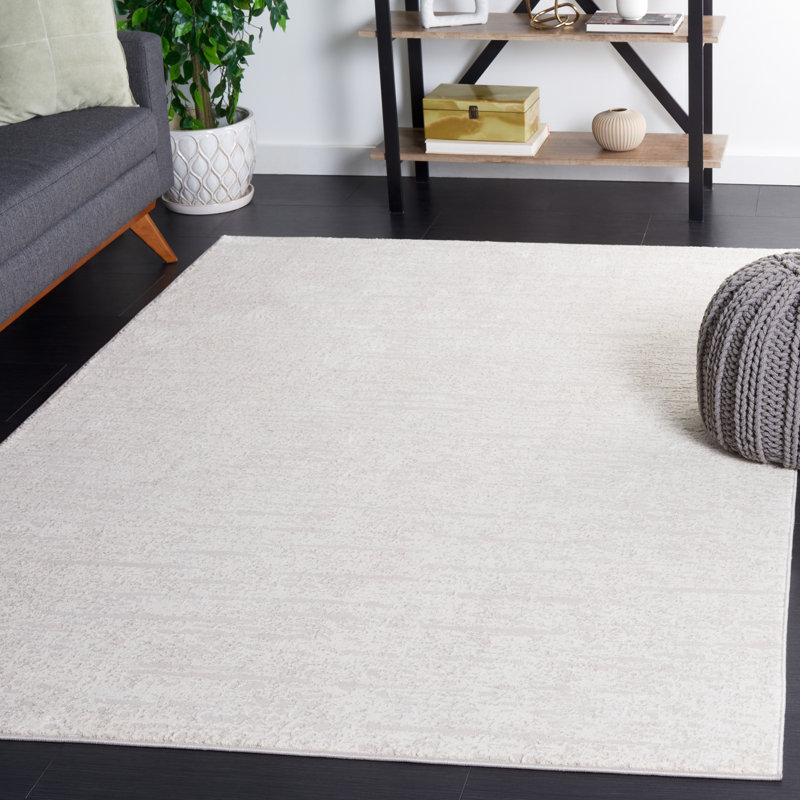 Tapis ivoire / beige en polyester / polypropylène tissé à la machine Tepui, Rectangle 5 pi 3 po x 7 pi 6 po