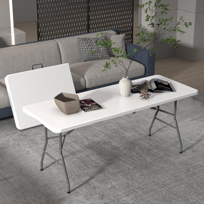 Table de salle à manger pliante en PEHD robuste de 6 pi avec capacité de 300 lb, table de salle à manger portative pliable avec pieds antidérapants pour le camping en plein air