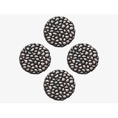 Cadan Round Garden Stepping Mat, 12"x12", Set of 4 Natural Rubber Heavy-Duty Hand-Finished Stone Design, Bronze