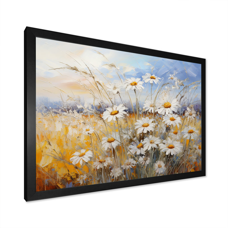 «Daisies Country Charm», impression d'art mural, Cadre simple noir, H 34 po x l 44 po x P 1,5 po
