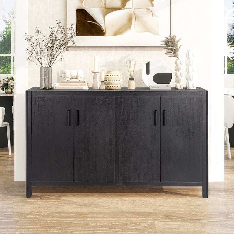 Starlight 4-Door Accent Cabinet, Buffet Cabinet Sideboard For Kitchen Dining Room, Black