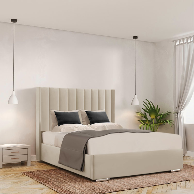 Ayrin Upholstered Ottoman Storage Bed, Cream, Kingsize (5')