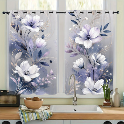 2 pièces de rideaux occultants à œillets floraux, de rideaux en polyester à imprimé aquarelle artistique, de stores occultants et de protection de la vie privée pour chambre à coucher, salon, dortoir, décoration